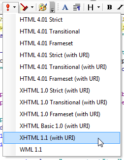 Doctype à la volée dans HTMLPad 2007